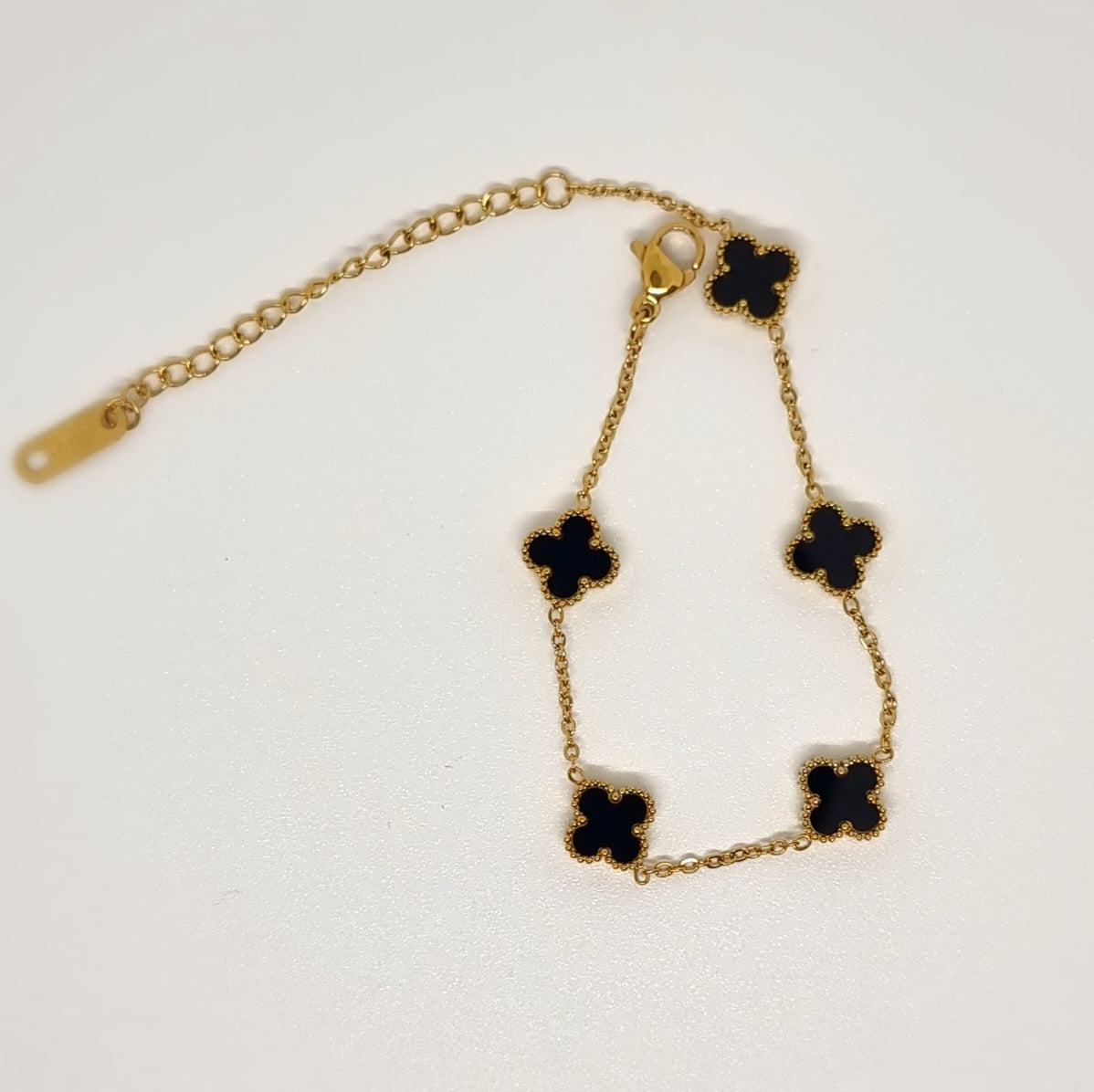 Black Four-Leaf Clover Chain Bracelet