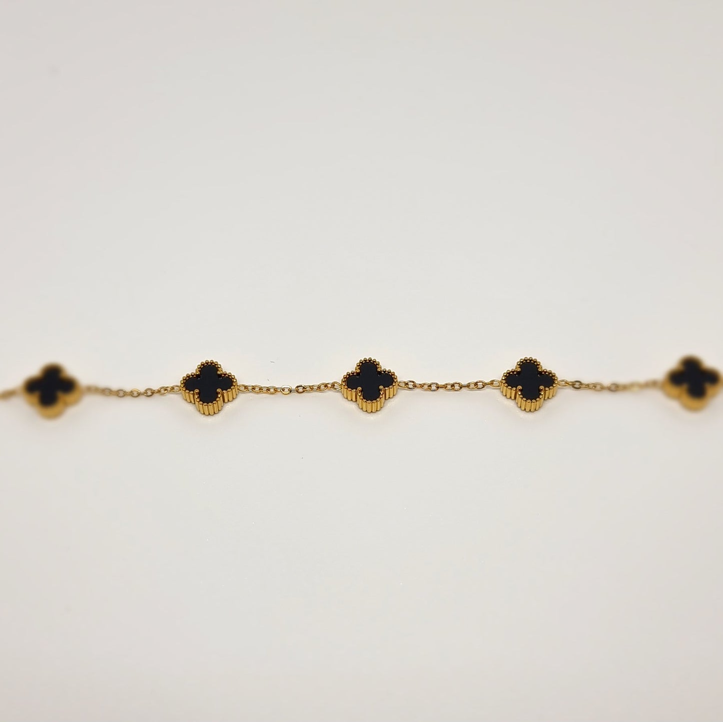 Black Four-Leaf Clover Chain Bracelet