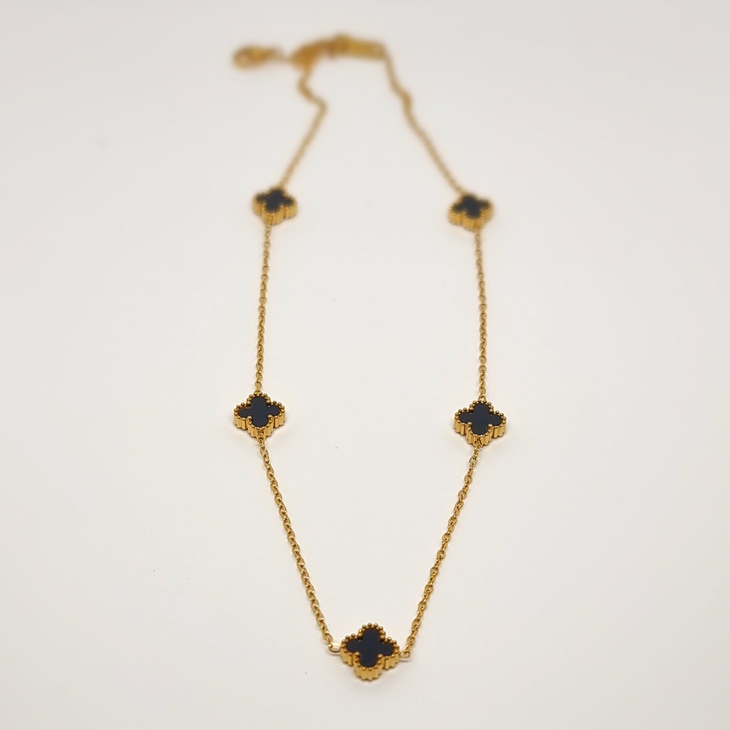 Black Multi Four-Leaf Clover Chain Necklace
