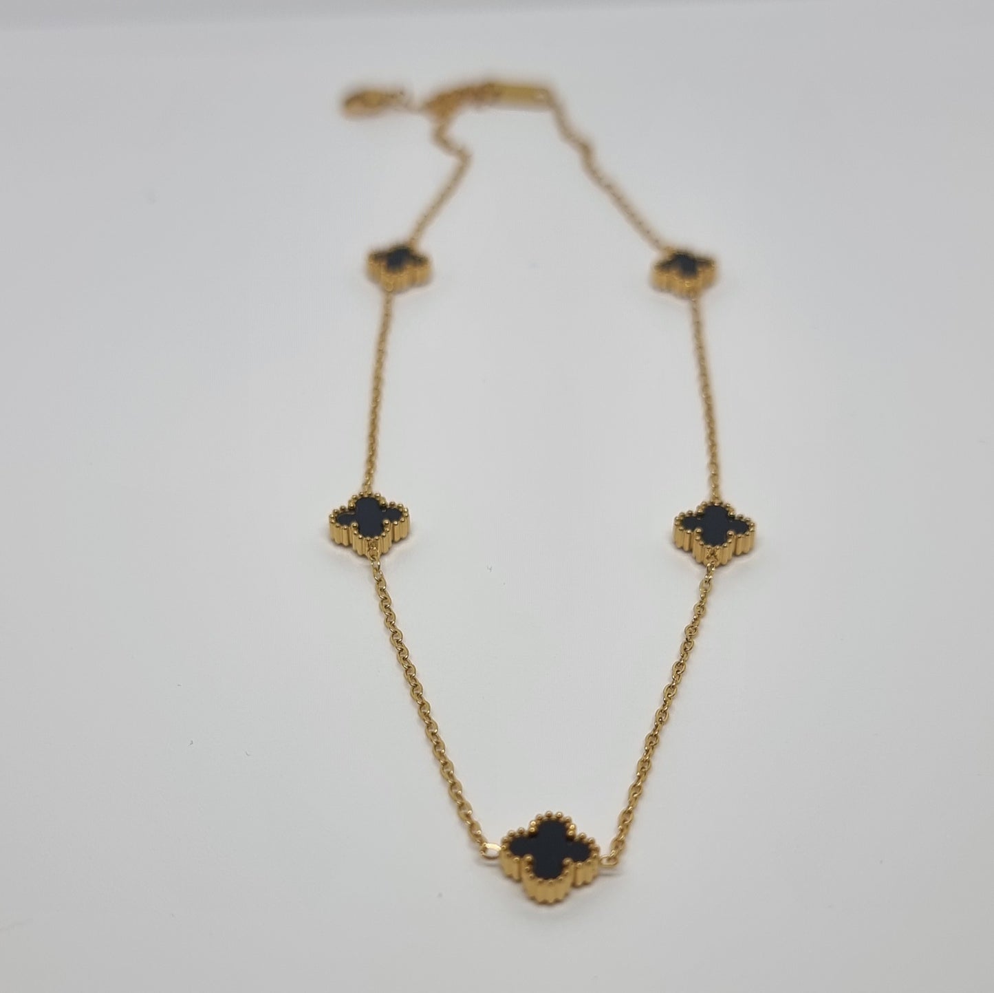 Black Multi Four-Leaf Clover Chain Necklace
