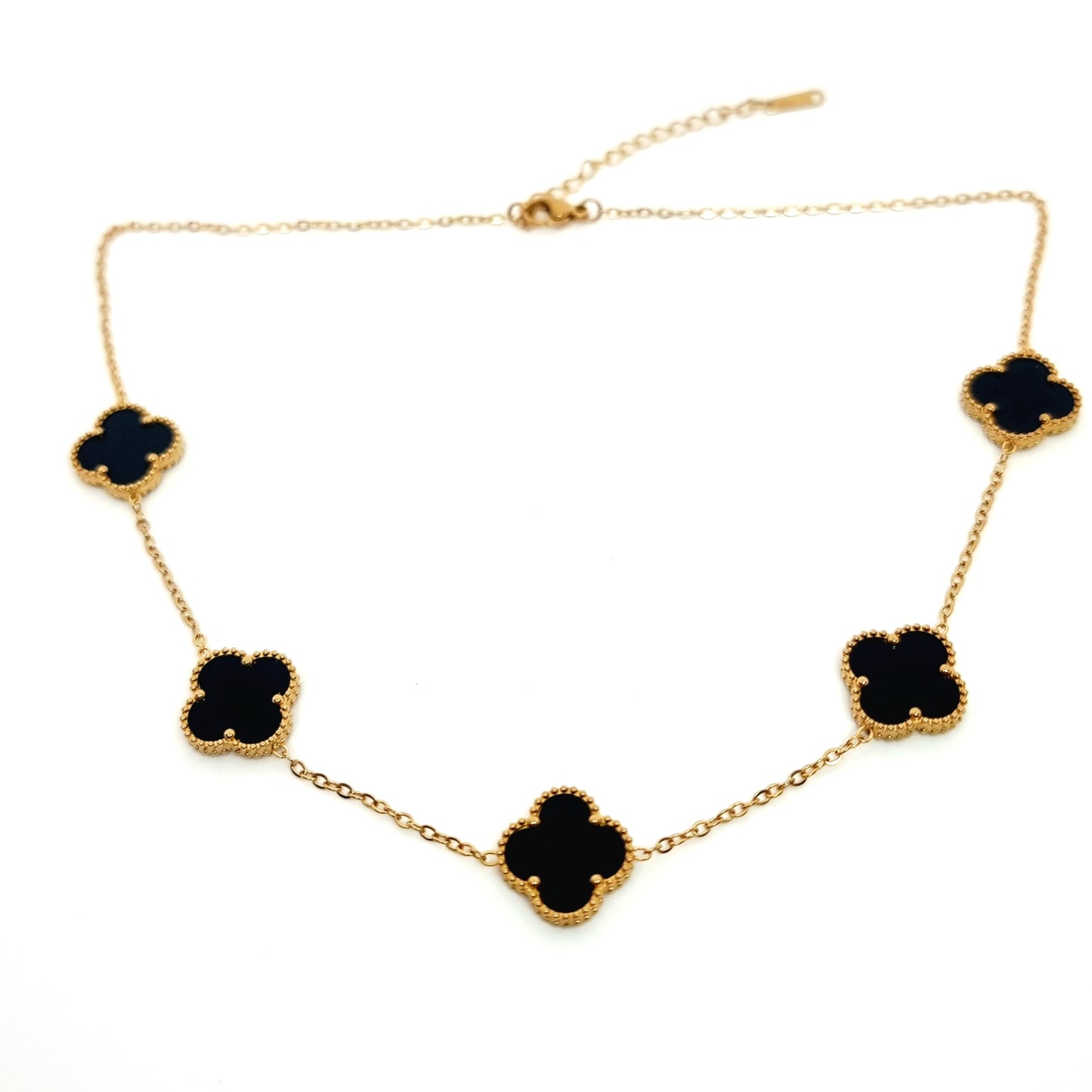 15mm Black Multi Four-Leaf Clover Necklace
