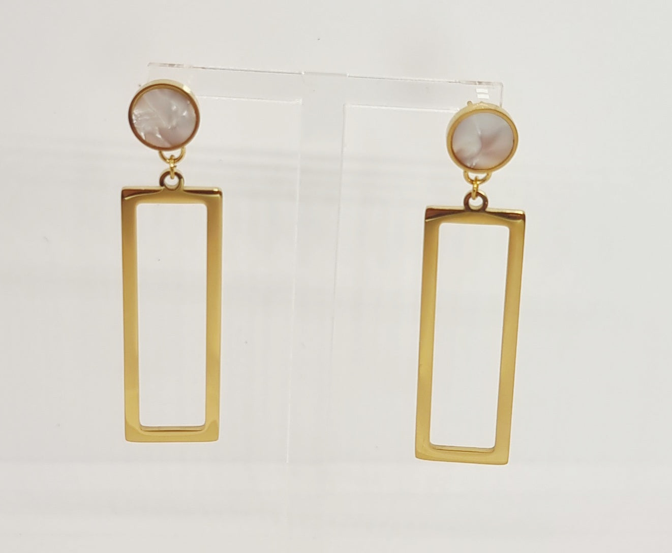 White Drop Line Earrings