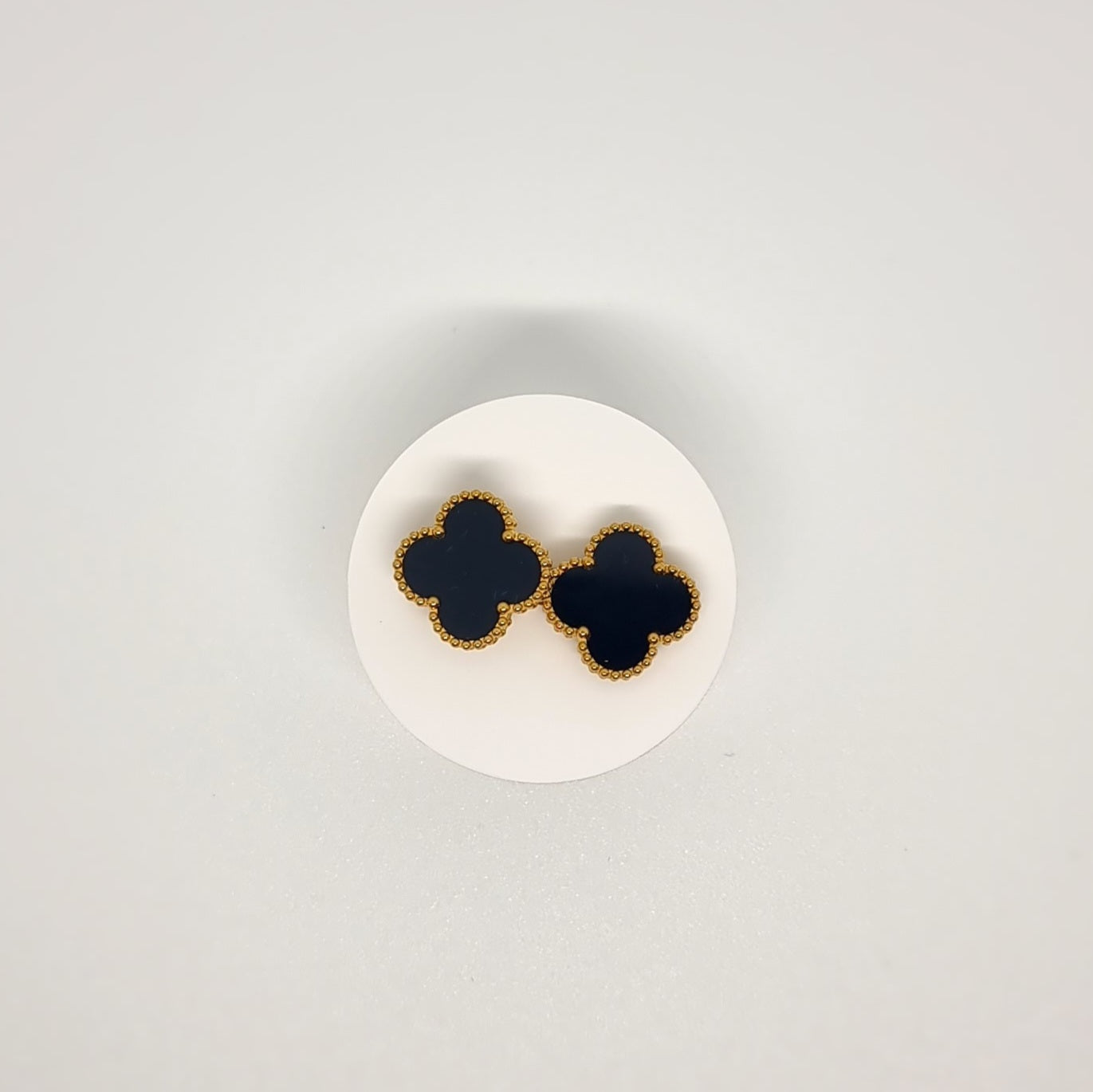Black Four-Leaf Clover Stud Earrings