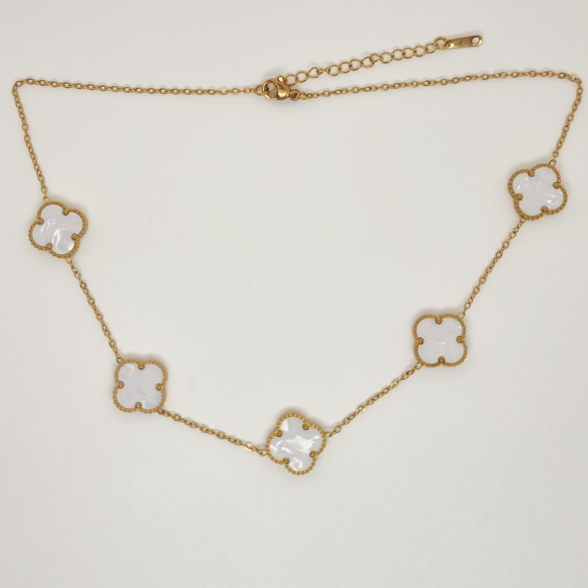 15mm White Multi Four-Leaf Clover Necklace