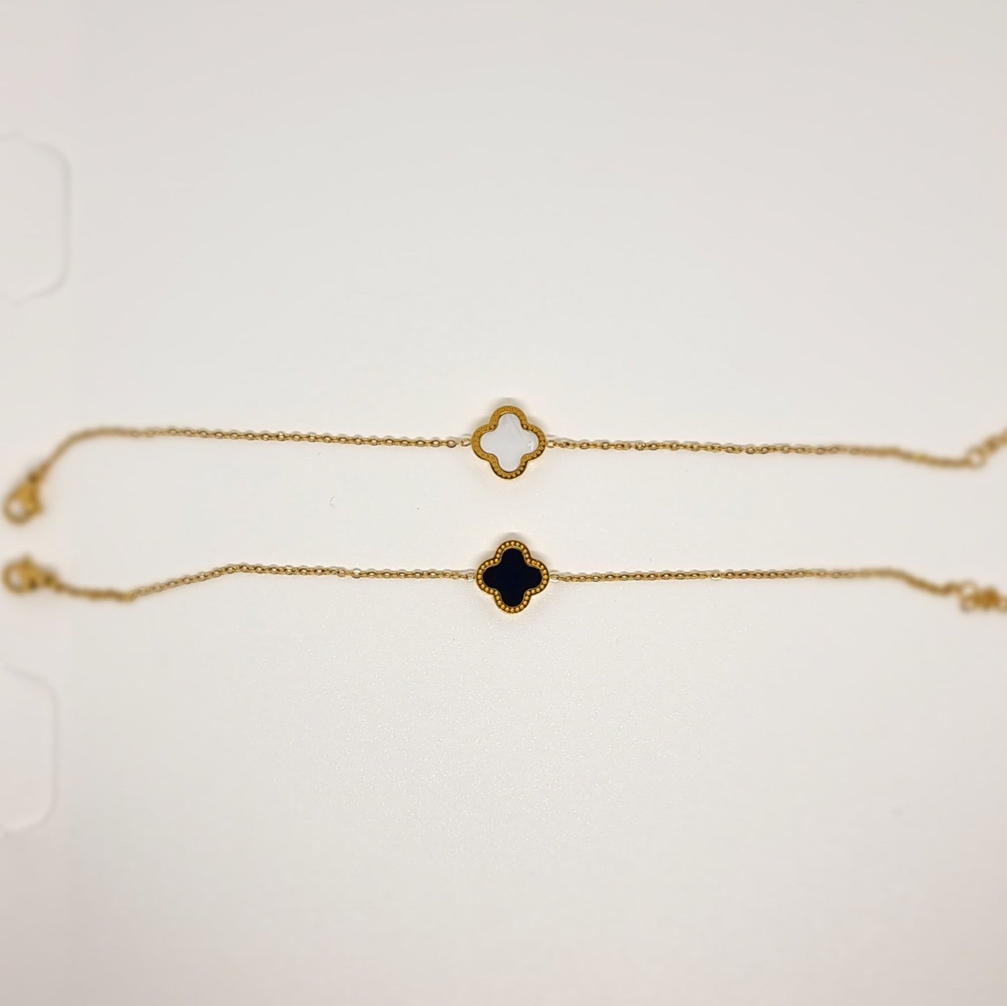 Black & White Reversible Four-Leaf Clover Bracelet