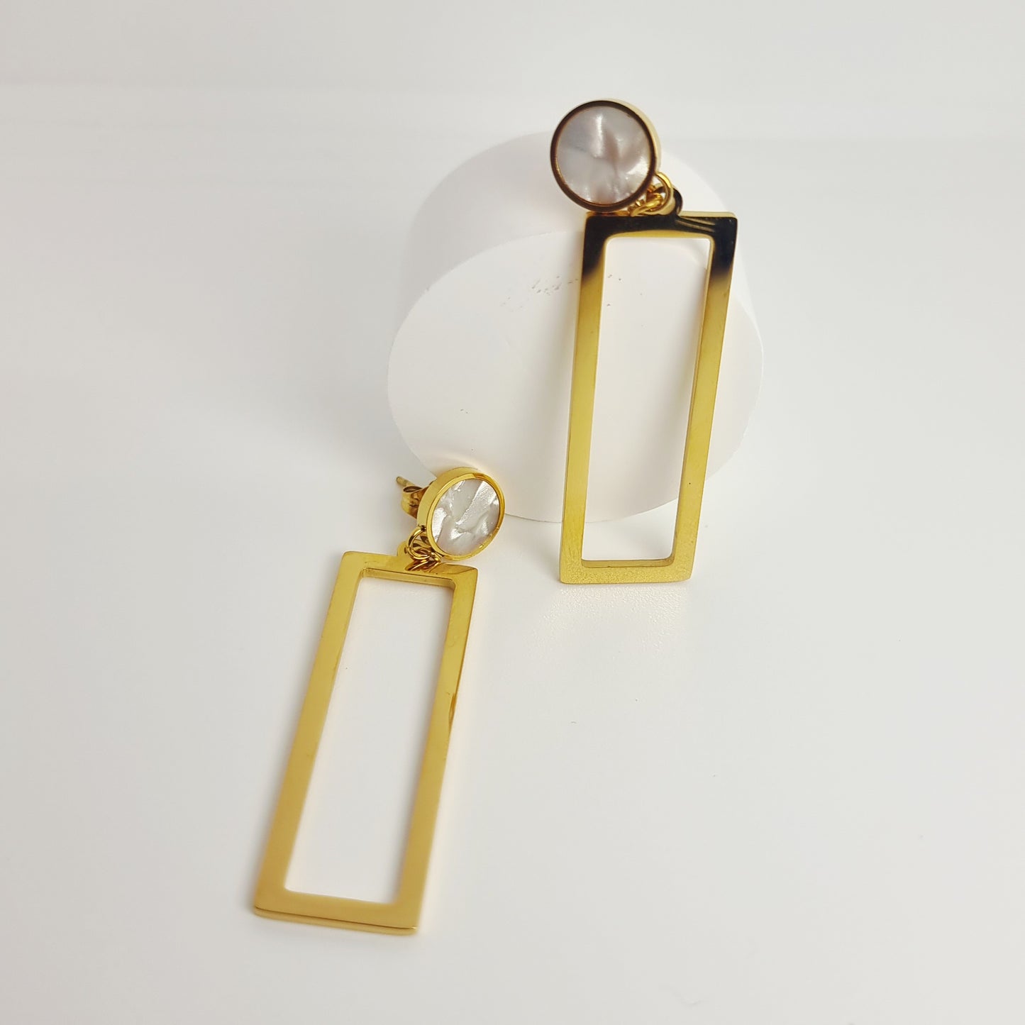 White Drop Line Earrings