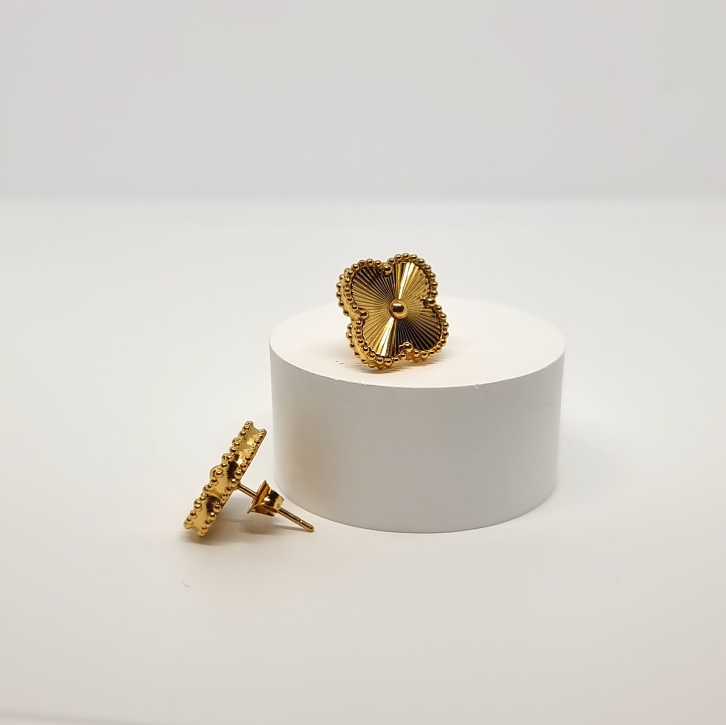 Gold Four-Leaf Clover Stud Earrings