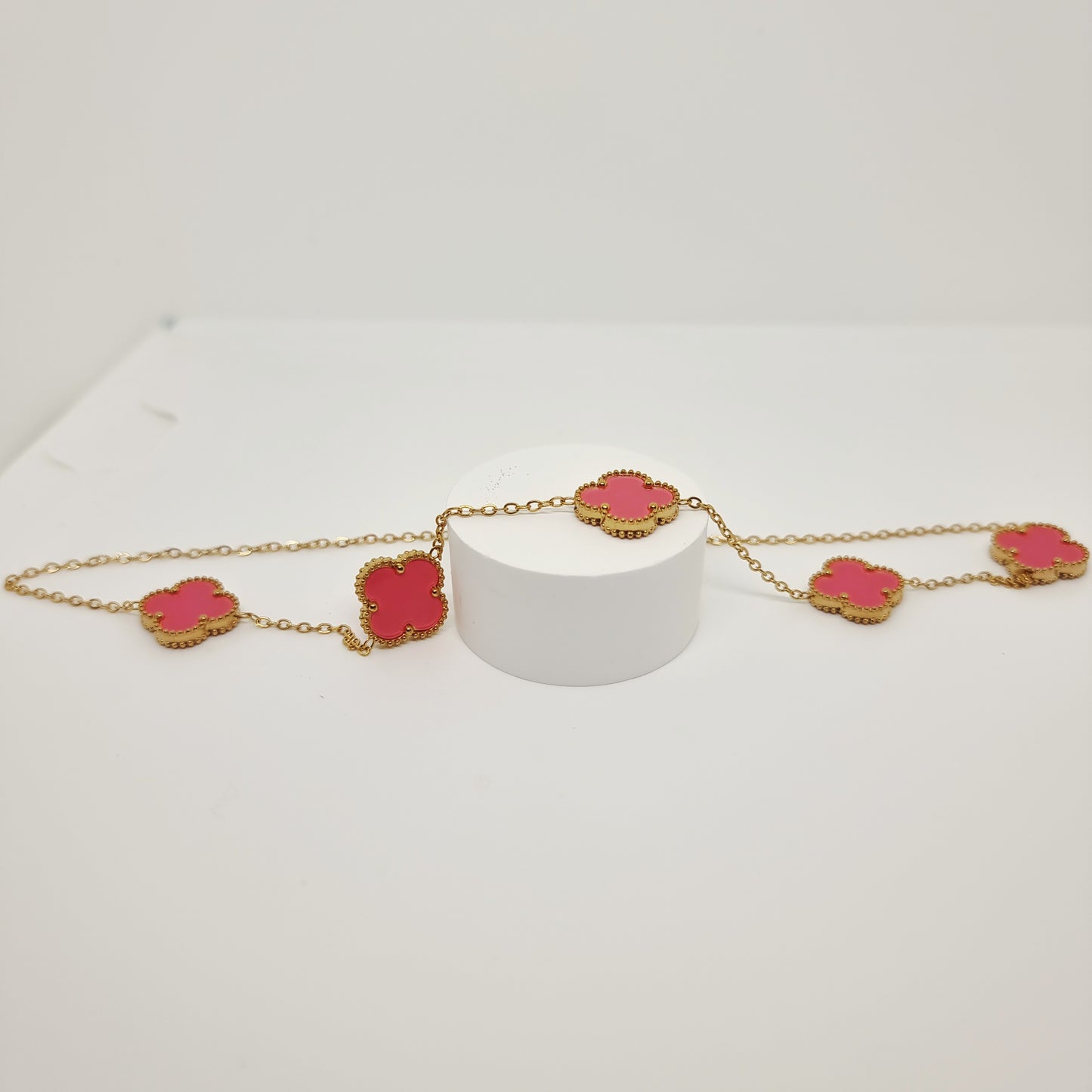 15mm Pink Multi Four-Leaf Clover Necklace