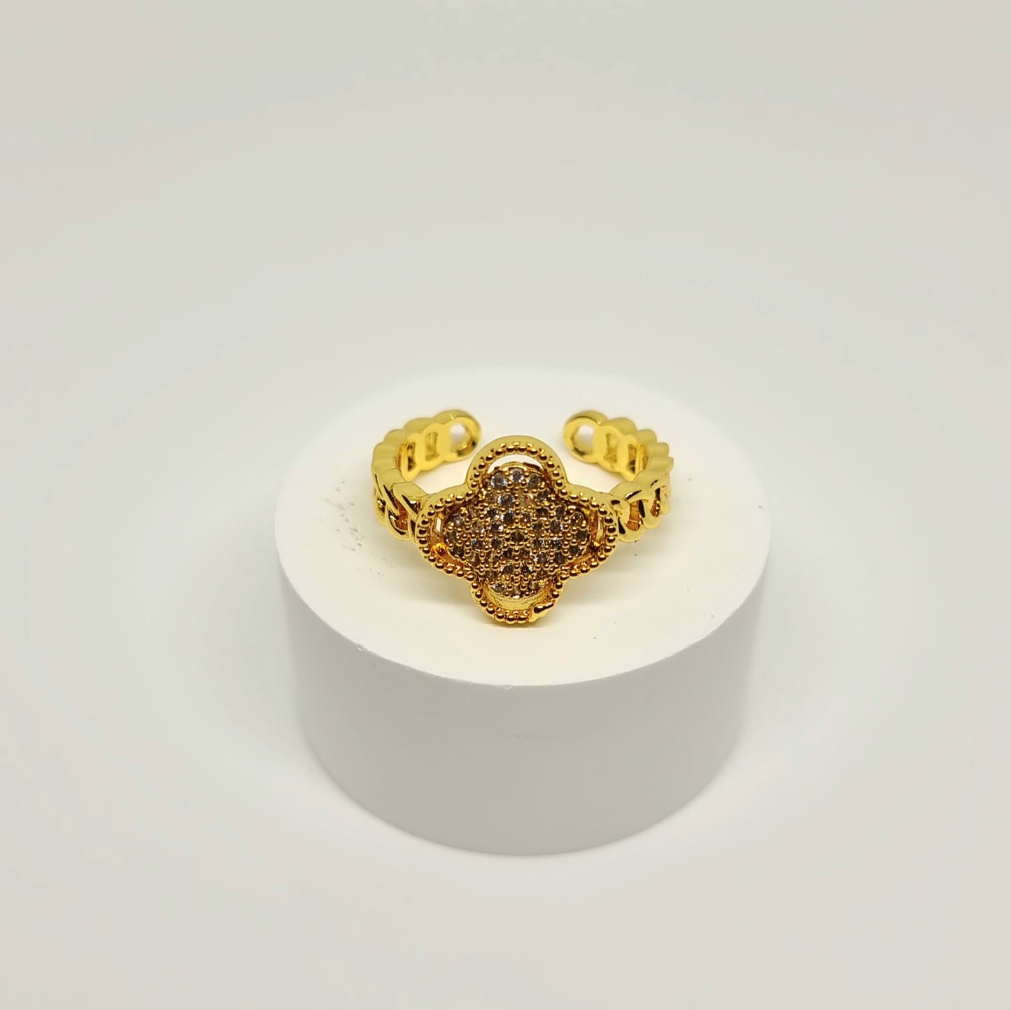 Diamond Clover Adjustable Ring