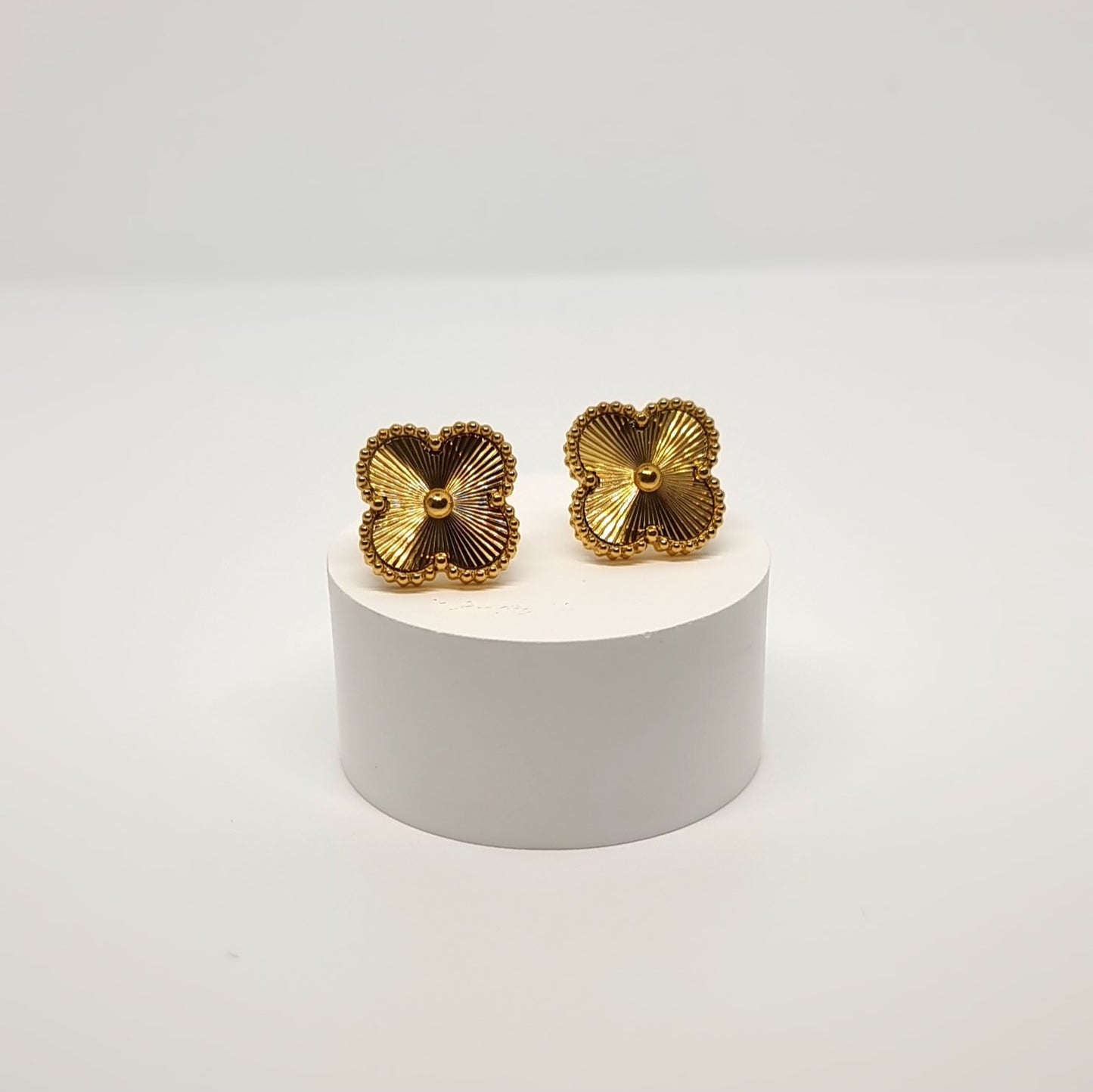 Gold Four-Leaf Clover Stud Earrings