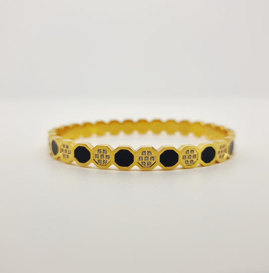 Black and Gold Circle Bangle