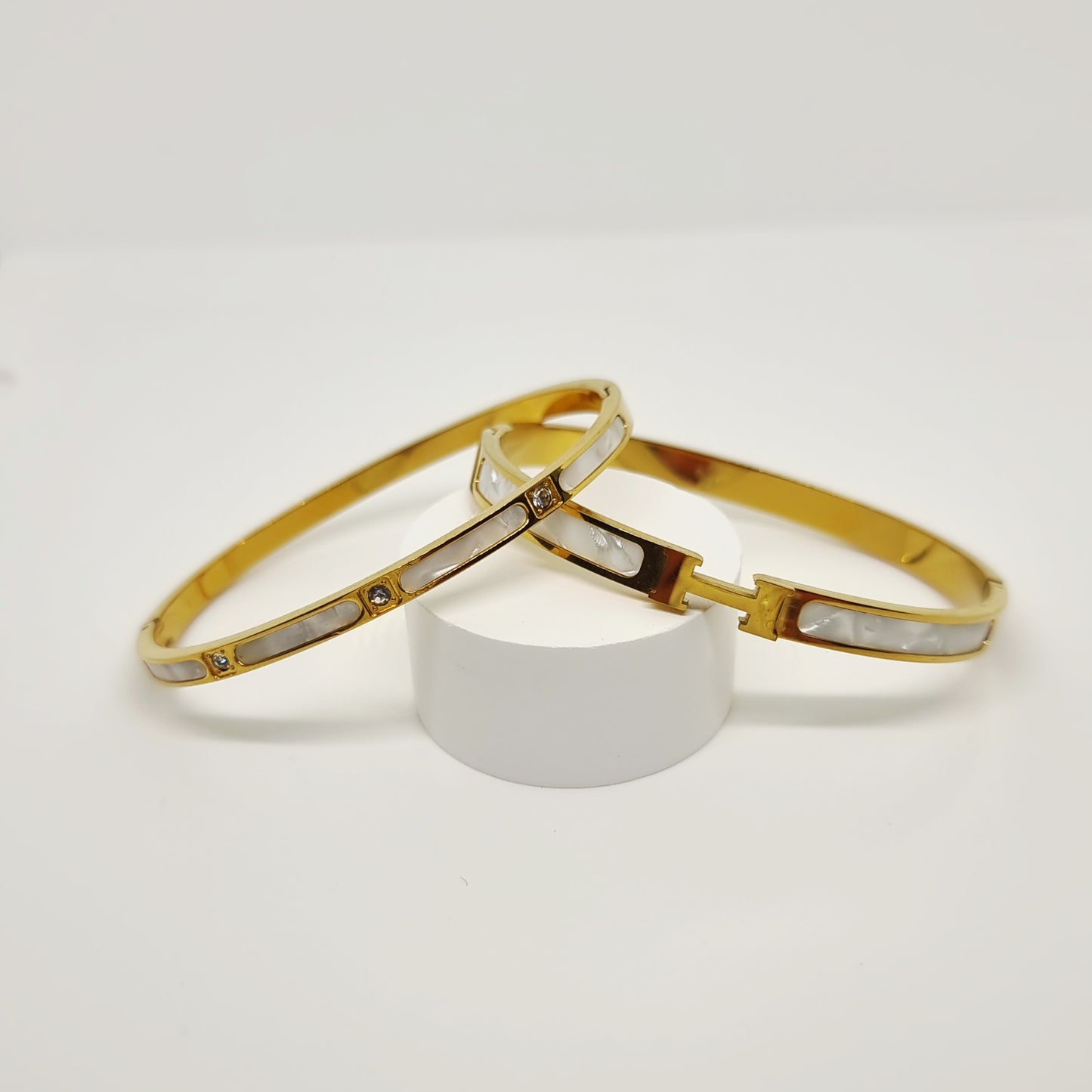 White Pearl Designer H Bangle