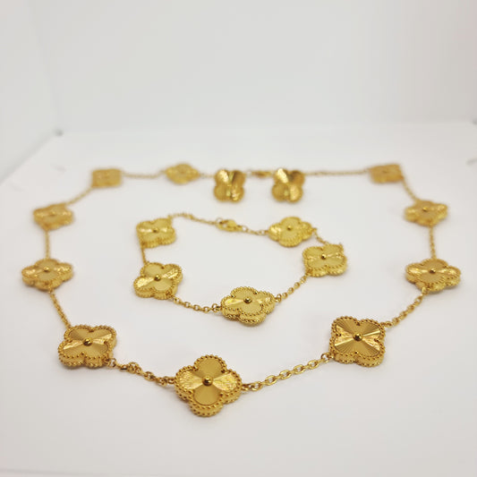 Gold Four-Leaf Clover Chain Set