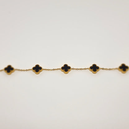 Black Four-Leaf Clover Chain Bracelet
