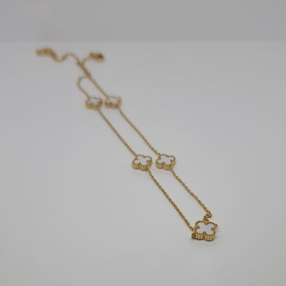 White Multi Four-Leaf Clover Chain Necklace