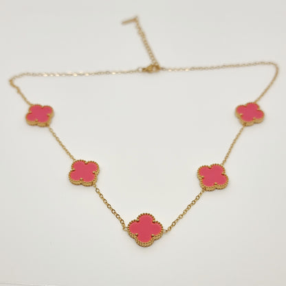 15mm Pink Multi Four-Leaf Clover Necklace