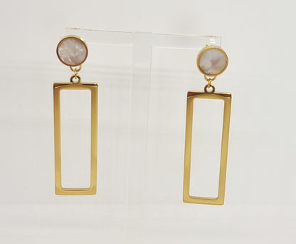 White Drop Line Earrings