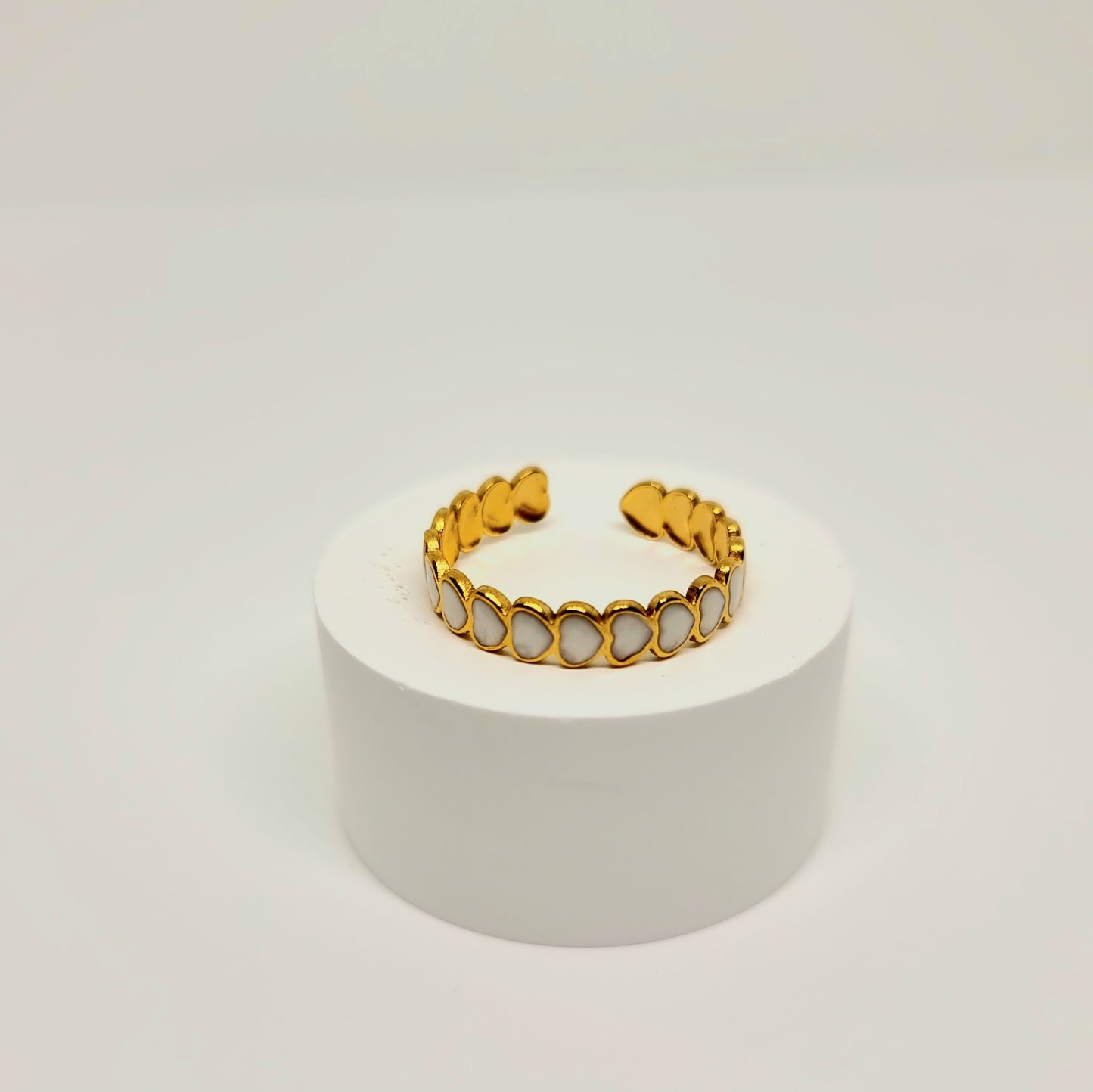 White Heart Adjustable Ring