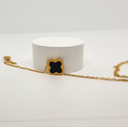 Black & White Reversible Four-Leaf Clover Bracelet