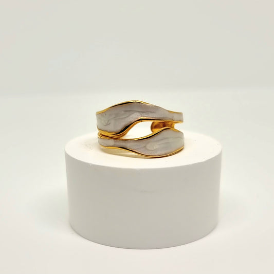 White Wave Adjustable Ring