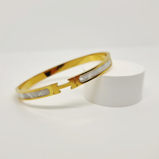 White Pearl Designer H Bangle
