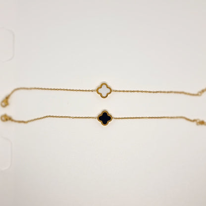 Black & White Reversible Four-Leaf Clover Bracelet
