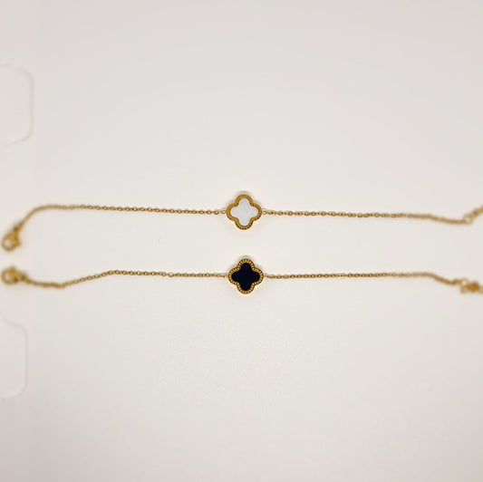 Black & White Reversible Four-Leaf Clover Bracelet
