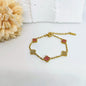 9mm Pink Diamond Four-Leaf Clover Chain Bracelet