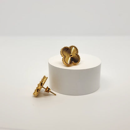 Gold Four-Leaf Clover Stud Earrings