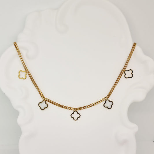 White After Gold Four-Leaf Clover Necklace