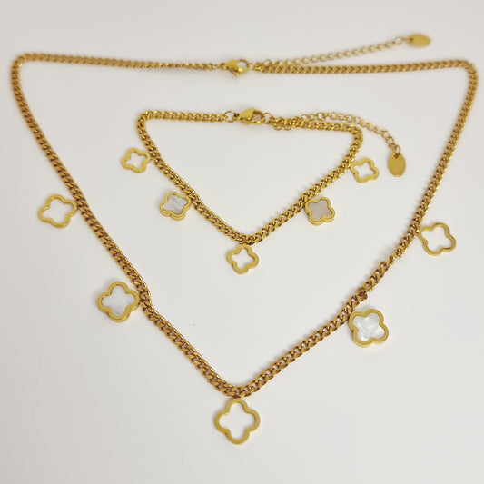 White After Gold Four-Leaf Clover Set