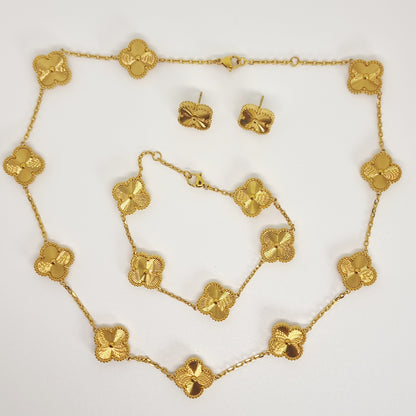 Gold Four-Leaf Clover Chain Set
