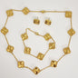 Gold Four-Leaf Clover Chain Set