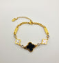 Black and White Clover Diamond Bracelet