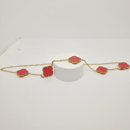 15mm Pink Multi Four-Leaf Clover Necklace