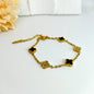 9mm Black Diamond Four-Leaf Clover Chain Bracelet