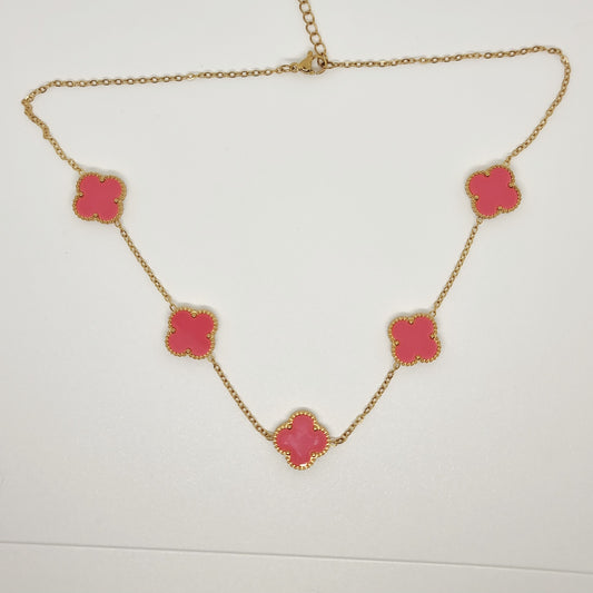 Pink Multi Four-Leaf Clover Necklace