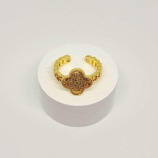 Diamond Clover Adjustable Ring