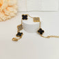 13mm Black Diamond Four-Leaf Clover Chain Bracelet
