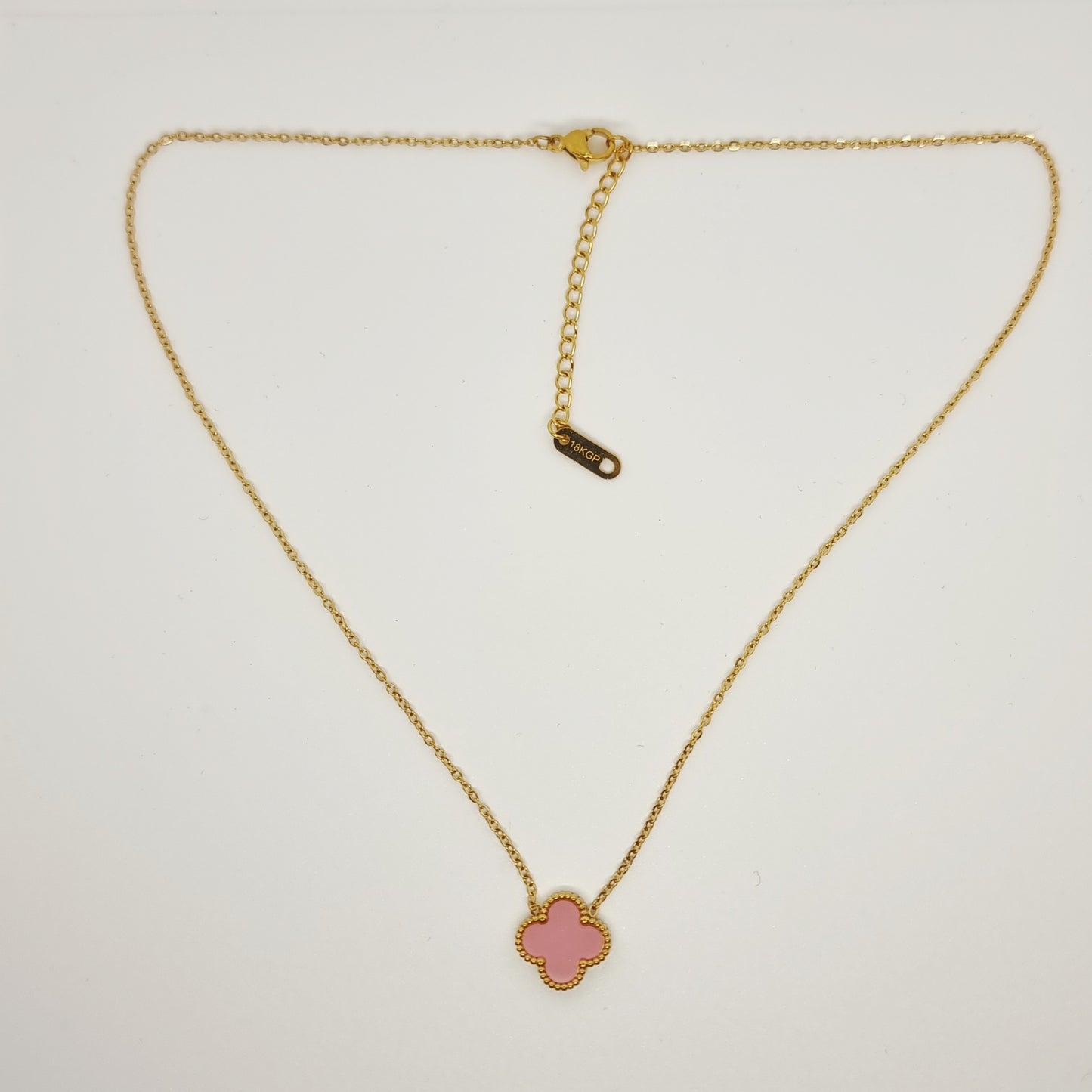 13mm Pink Gold-Plated Four-Leaf Clover Necklace