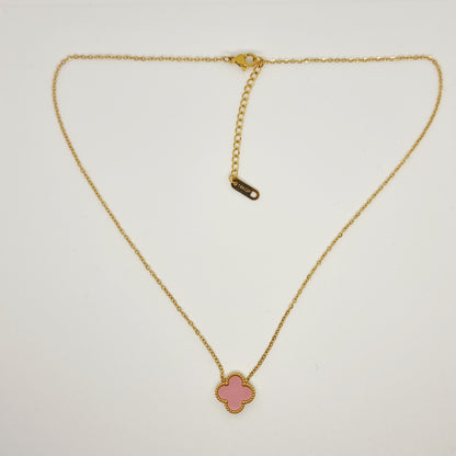 13mm Pink Gold-Plated Four-Leaf Clover Necklace