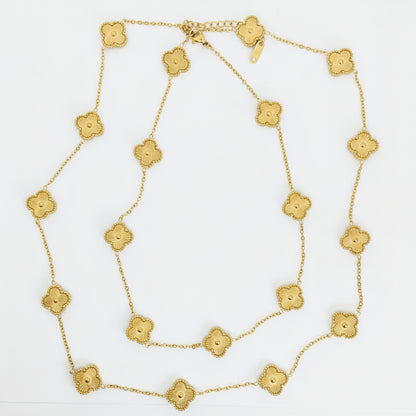 13mm Gold Four-Leaf Clover Chain Necklace Extra Long