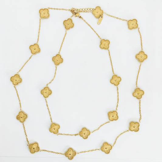 13mm Gold Four-Leaf Clover Chain Necklace Extra Long
