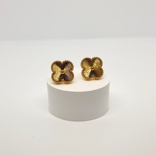 Gold Four-Leaf Clover Stud Earrings
