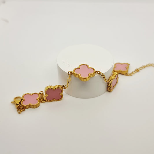 13mm Pink Gold-Plated Four-Leaf Clover Bracelet