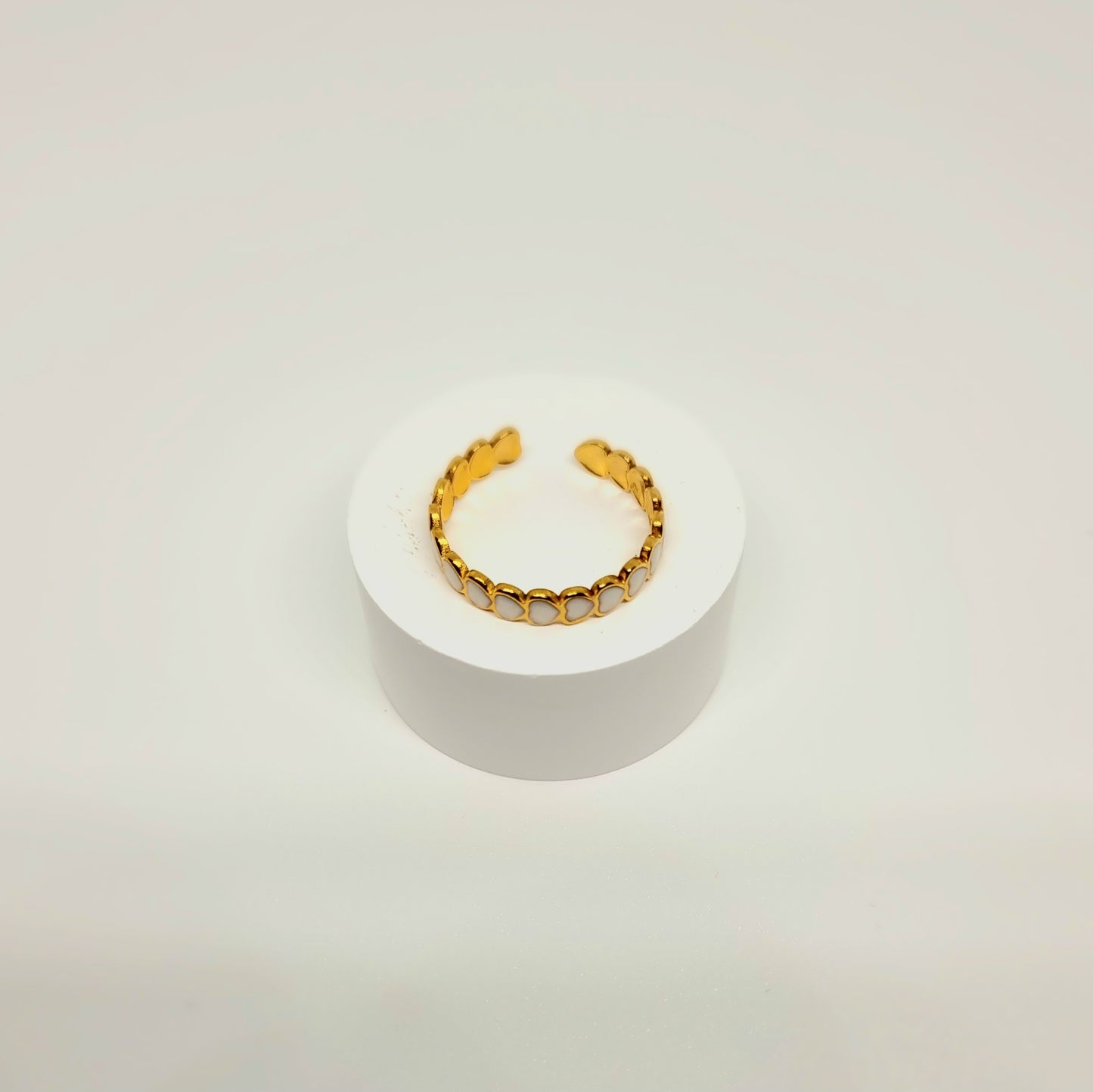 White Heart Adjustable Ring