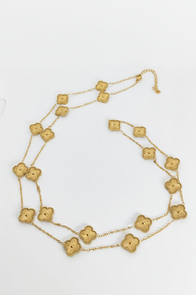 13mm Gold Four-Leaf Clover Chain Necklace Extra Long