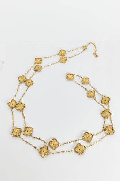 13mm Gold Four-Leaf Clover Chain Necklace Extra Long