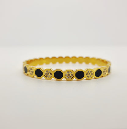 Black and Gold Circle Bangle