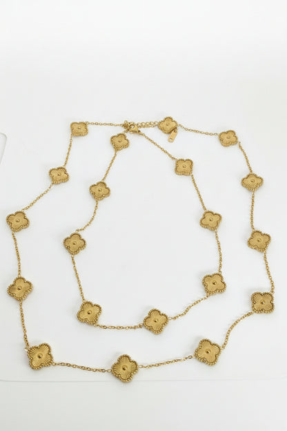 13mm Gold Four-Leaf Clover Chain Necklace Extra Long